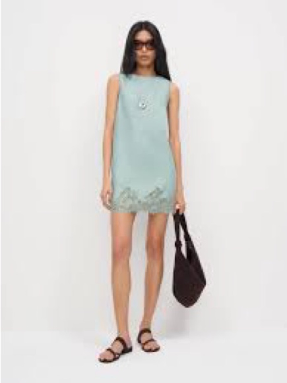 New NWT Reformation Jessalyn Linen Dress Aquamarine Lace Mini XS